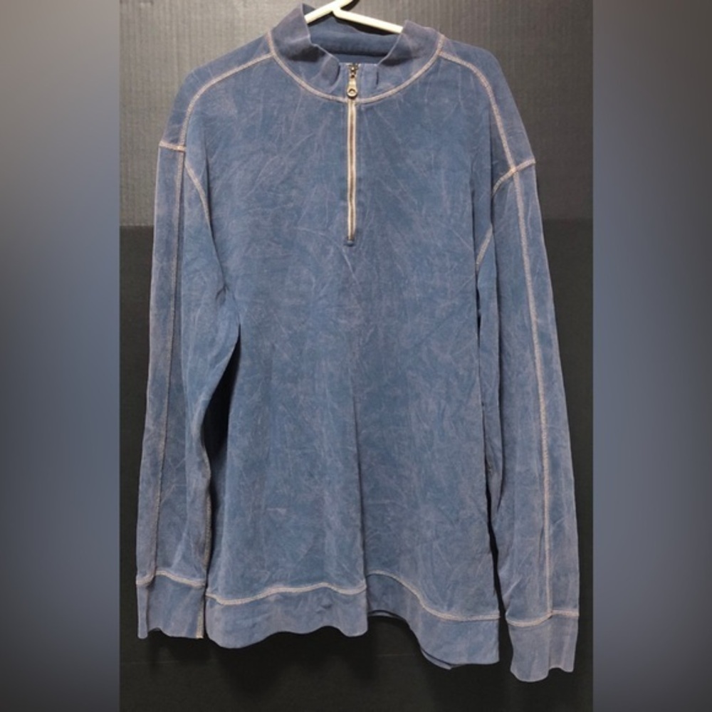 🌅 Johnston & Murphy Men’s Vintage Wash Quarter-Zip Pullover Sweater Blue